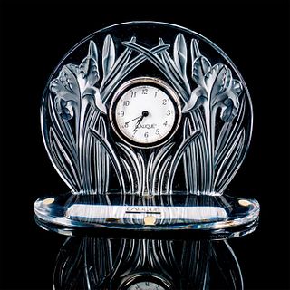 Lalique Crystal Mantle Clock, Iris