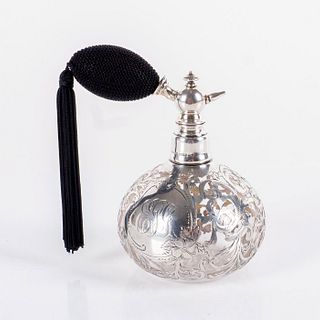 Antique Sterling Silver Overlay Perfume Bottle