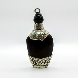 Vintage Asian Style Black and Silver Snuff Bottle