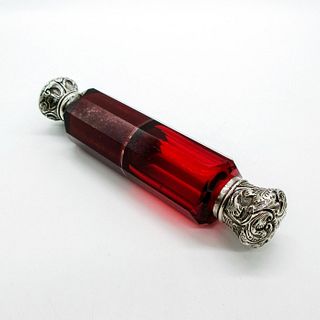 Antique Ruby Red Glass Double Sided Perfume Bottle