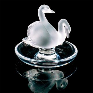 Lalique Crystal Double Swan Ring Holder