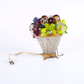 Vintage Austrian Art Glass Fruit and Flower Basket Lamp