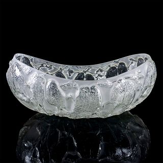 Consolidated Art Glass Canoe Bowl, Clear Lovebirds