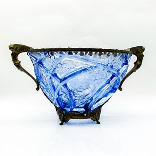Vintage Consolidated Phoenix Large Glass Bowl, Bronze Frame