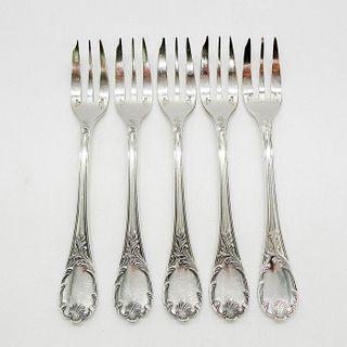 5pc Christofle Marly Pattern Silver Dessert Forks