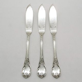 3pc Christofle Marly Pattern Silver Butter Knives