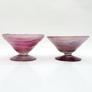2pc Vintage Footed Glass Dessert Dishes