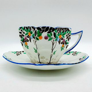 2pc Shelley Queen Anne Cup and Saucer, Black Trees 11697