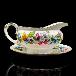 Shelley England Gravy Pitcher and Saucer, Spring Bouquet