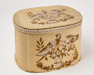 Early Wall Paper Hat Box with Birds