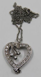 JEWELRY. 14kt White Gold and Diamond Heart