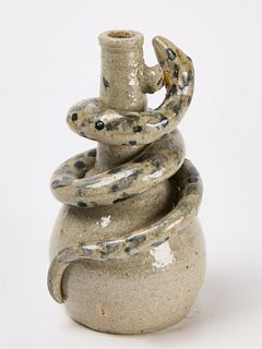 Stoneware Folk ArtSnake bottle