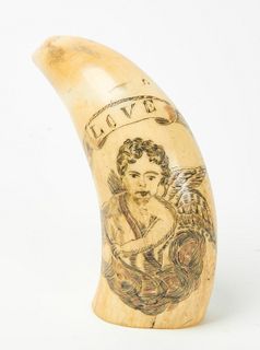 Scrimshaw Tooth with Angel