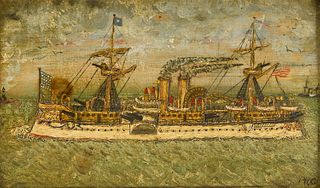 Folk Art Painting of a Ship