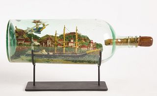 Bottle Diorama with Biplane