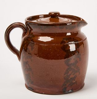 Redware Pitcher with Lid