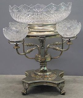 SILVERPLATE. Antique Four Arm Silverplate Epergne