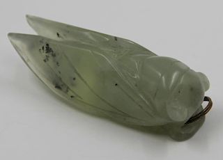 JEWELRY. Carved Jade Pendant of a Cicada.