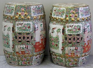 Pair of Vintage Chinese Porcelain Garden Seats.