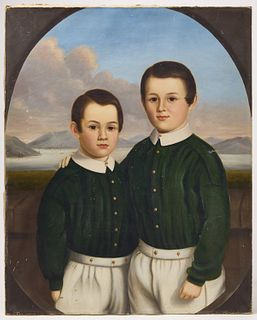 Folk Art Portrait of Brothers