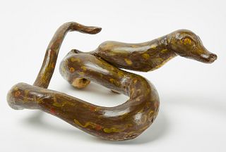 Folk Art Painted Root Snake
