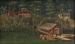 Adirondack Camp Scene Painting