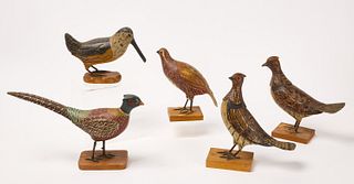 Lot of 5 Folk Art Birds