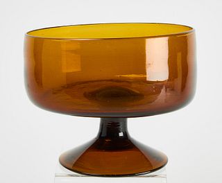 Amber Blown Glass Compote