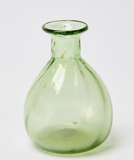 Miniature Green Ribbed Swirl Bottle