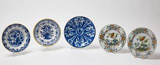 Three Delft Plates and Two Bowls