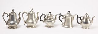 Five Maine Pewter Tea Pots