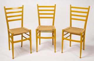Three Yellow Gio Ponti Chairs