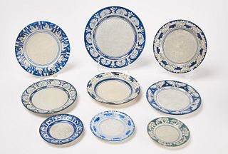 Group of Nine Dedham Plates