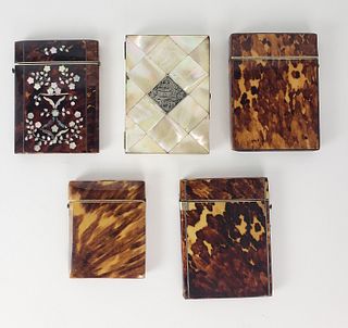Collection of Antique Tortoiseshell and Mother of Pearl Card Holders