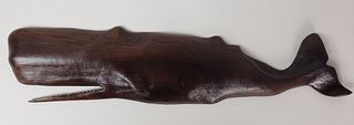 William J. Dickson Hand Carved Wooden Sperm Whale Plaque