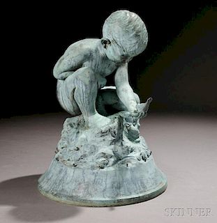 Bashka Paeff (Russian/American, 1893-1979)       Bronze Figure of a Boy and Bird