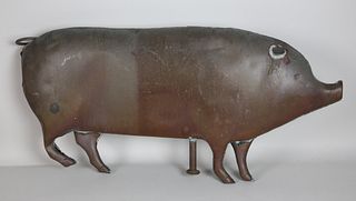 Vintage John Garret Thew Folk Art Copper Pig Weathervane