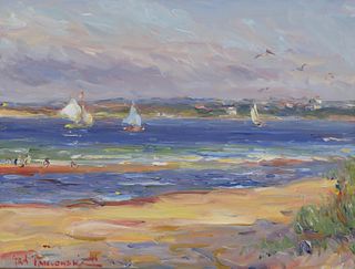 Jan Pawlowski Oil on Canvas "Nantucket Inner Harbor"