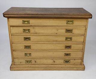 Walnut and Pine Six-Drawer Print File Chest, 19th Century