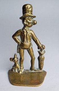 Antique Solid Brass Figural Gentleman Doorstop