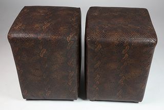 Pair of Carter Faux Snake Skin Leather Stools
