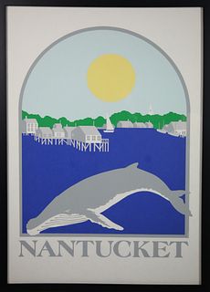 Vintage Eric Holch Style, "Nantucket" Four Color Silkscreen Poster