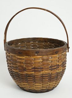 Rattan Woven Round Swing Handle Nantucket Basket, circa 1870