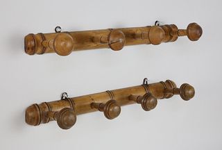 Pair of Bamboo-Turned Beechwood Coat Racks