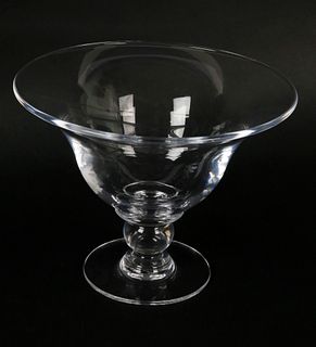 Vintage Signed Simon Pearce Crystal Glass Compote Center Bowl