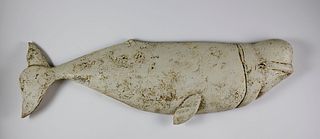 Wick Ahrens Carved and Painted Beluga Whale Plaque, 2009