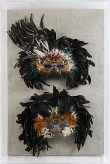 Two South American Tropical Feather Masks