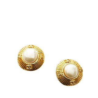 Chanel Faux Pearl Clip-On Earrings