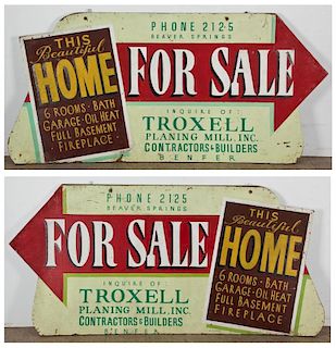 Pair Vintage Suburbia Development Advertising Signs