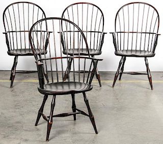 4 Stamped DR Dimes Replica Bowback Windsor Chairs